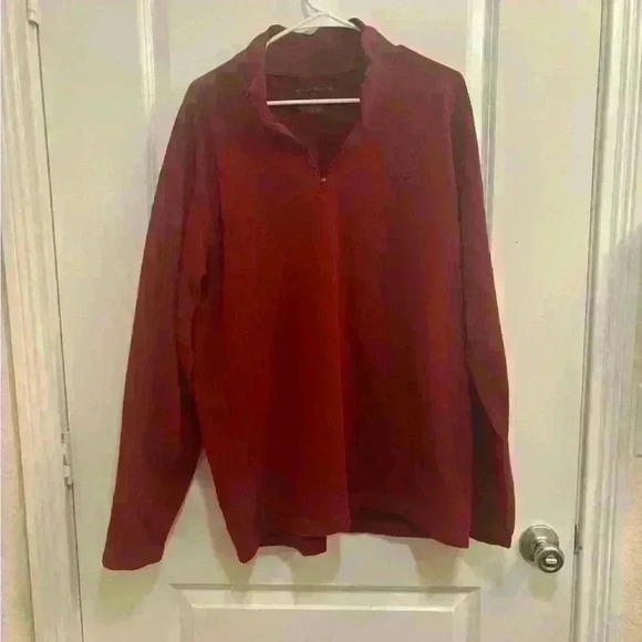 Eddie Bauer Men’s Tall XL 1/4 Zip Pullover Sweater Red - Picture 3 of 6